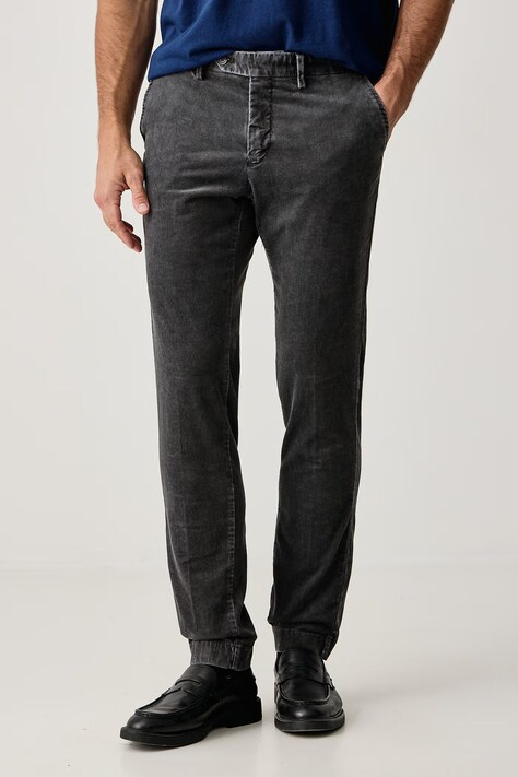 Hackett London Spodnie chinos męskie sztruksowe szare regular waist HM2100164R