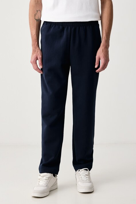 Lacoste Spodnie dresowe męskie z bawełną granatowe regular waist XH0142