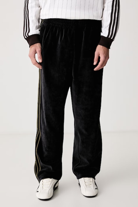 adidas Originals Spodnie dresowe męskie z bawełną Firebird Velour czarne regular waist KS4100