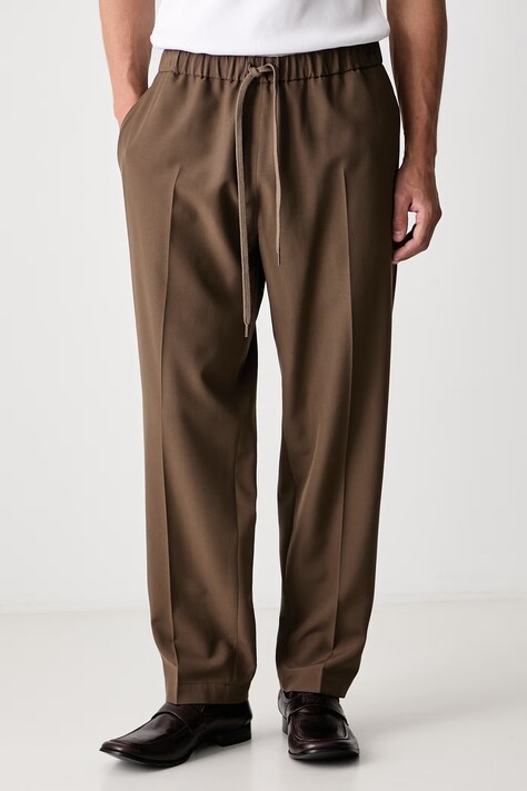 MM6 Maison Margiela Spodnie z wełną męskie brązowe high waist SH0KA0023-M36020