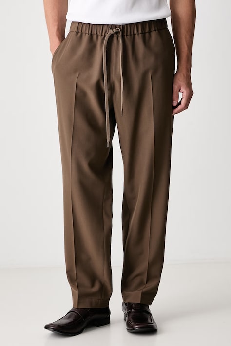MM6 Maison Margiela Spodnie z wełną męskie brązowe high waist SH0KA0023-M36020
