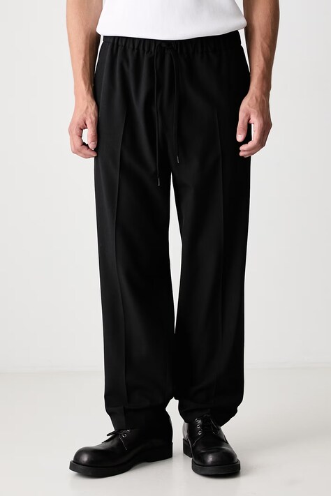 MM6 Maison Margiela Spodnie z wełną męskie czarne high waist SH0KA0023-M36020