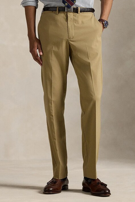 Polo Ralph Lauren Spodnie chinos męskie z wiskozą beżowe 710973864