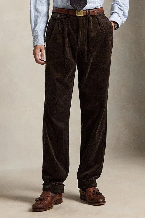 Polo Ralph Lauren Spodnie chinos męskie bawełniane brązowe regular waist 710882543