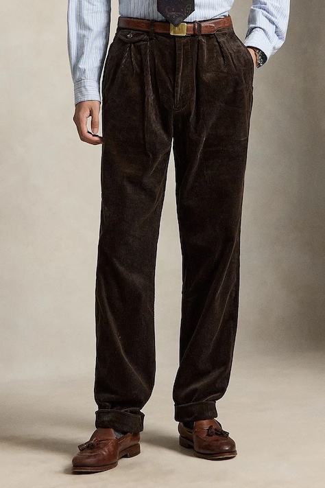 Polo Ralph Lauren Spodnie chinos męskie bawełniane brązowe regular waist 710882543