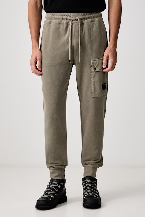 C.P. Company Spodnie dresowe męskie bawełniane zielone regular waist 21CMSP191A006614G