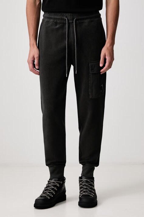 C.P. Company Spodnie dresowe męskie bawełniane zielone regular waist 21CMSP191A006614G