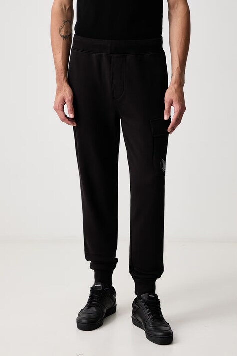 C.P. Company Spodnie dresowe męskie bawełniane czarne regular waist RCCMSP717A005086W