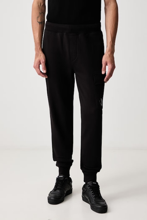 C.P. Company Spodnie dresowe męskie bawełniane czarne regular waist RCCMSP717A005086W