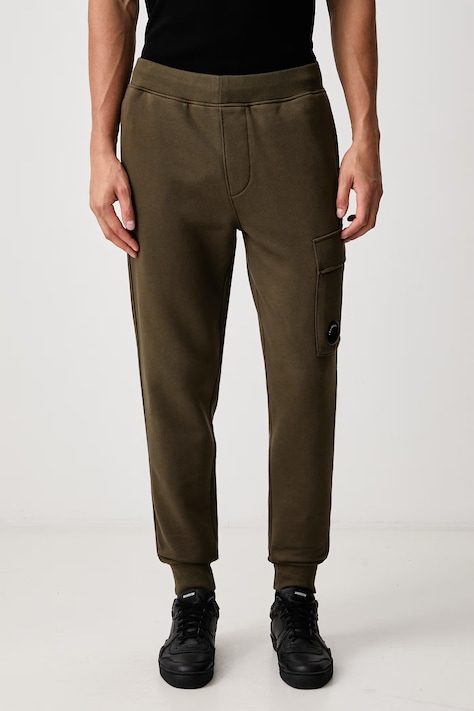 C.P. Company Pantaloni de trening pentru bărbați din bumbac verde regular waist 21CMSP717A005086W