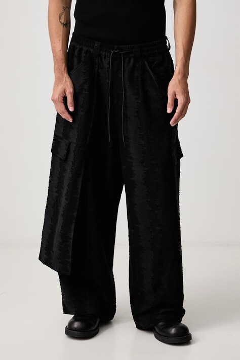 Y-3 M DS CARGO PNT pantaloni con lino da uomo neri regular waist KW7046