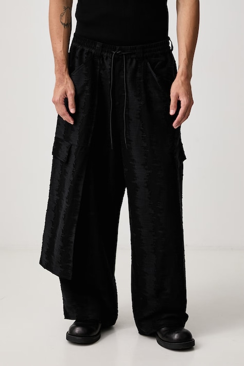Y-3 M DS CARGO PNT pantaloni con lino da uomo neri regular waist KW7046