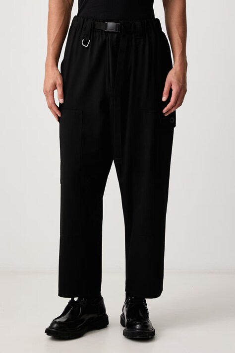 Y-3 STRLG WL UT PT spodnie cargo męskie z dodatkiem wełny czarne regular waist KR8720