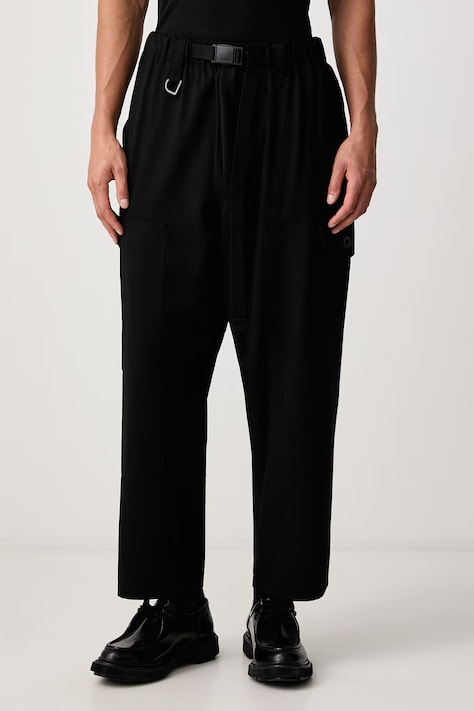Y-3 STRLG WL UT PT spodnie cargo męskie z dodatkiem wełny czarne regular waist KR8720