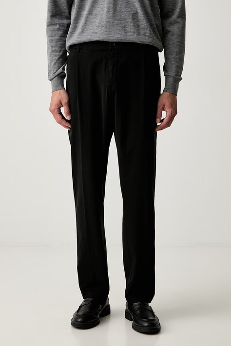 Paul&Shark spodnie chinos męskie z lyocellem czarne regular waist 16314058