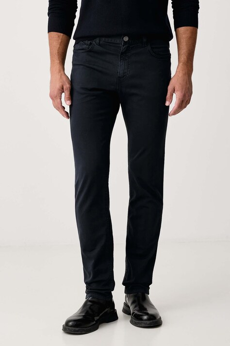Trussardi Spodnie męskie bawełniane z elastanem granatowe regular waist P700H004766N