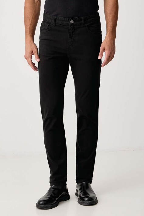 Trussardi Spodnie męskie bawełniane z elastanem czarne regular waist P700H004766N