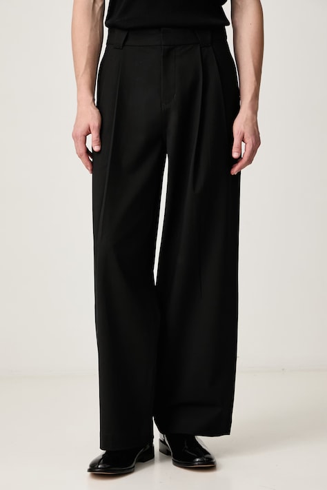 Fred Perry Spodnie garniturowe męskie z wiskozą czarne regular waist T3300