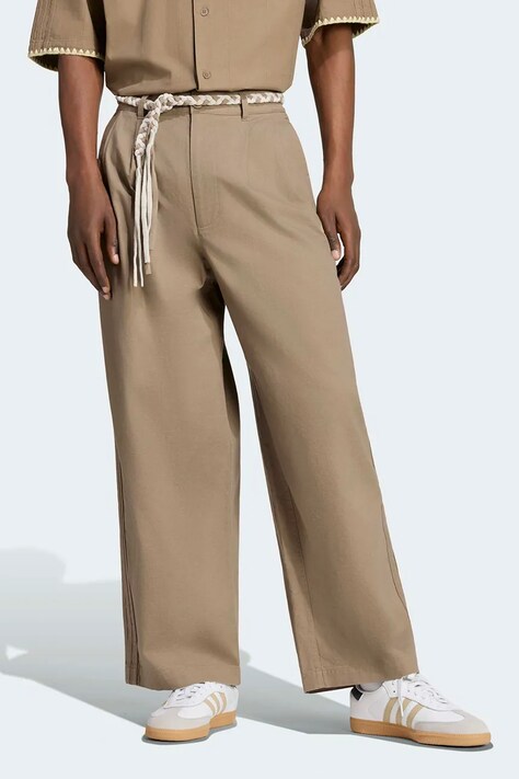 adidas Originals Spodnie straight męskie bawełniane Resort brązowe regular waist KW8246