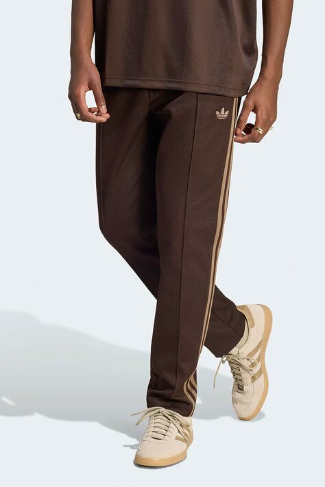 adidas Originals Teplákové nohavice pánske s bavlnou Beckenbauer hnedé regular waist KT5048