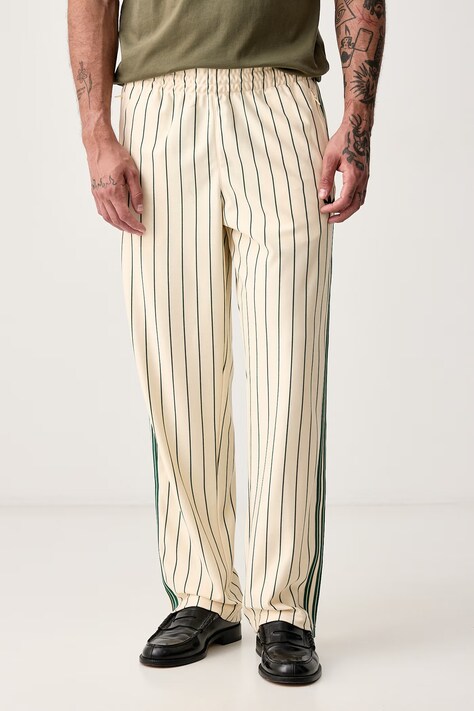 adidas Originals Teplákové nohavice pánske Firebird Pinstripes béžové regular waist KT4300