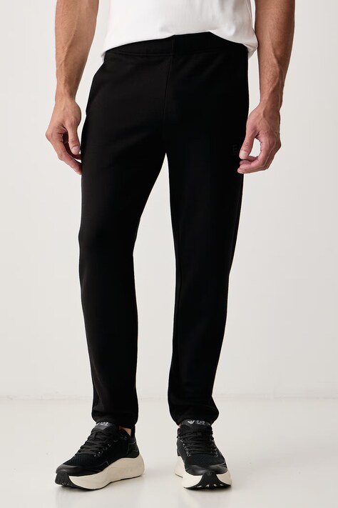 EA7 Emporio Armani Spodnie dresowe męskie z bawełną czarne regular waist AF20845.7M002518