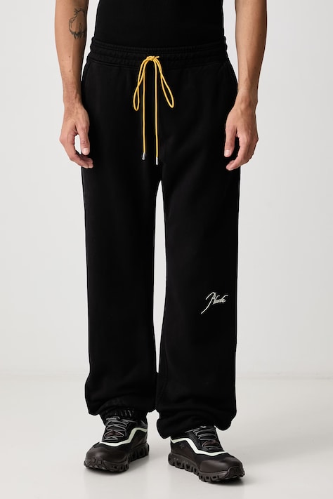 RHUDE Teplákové nohavice bavlnené pánske čierne regular waist RHPF26SP02012