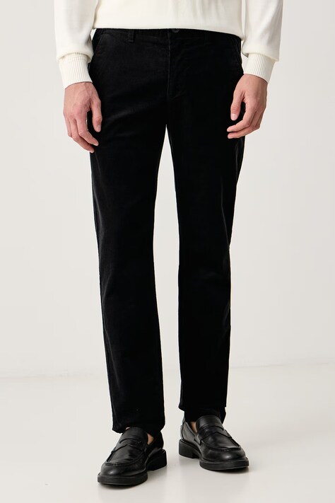 Marc O'Polo Spodnie slim fit męskie sztruksowe czarne regular waist 5000009030