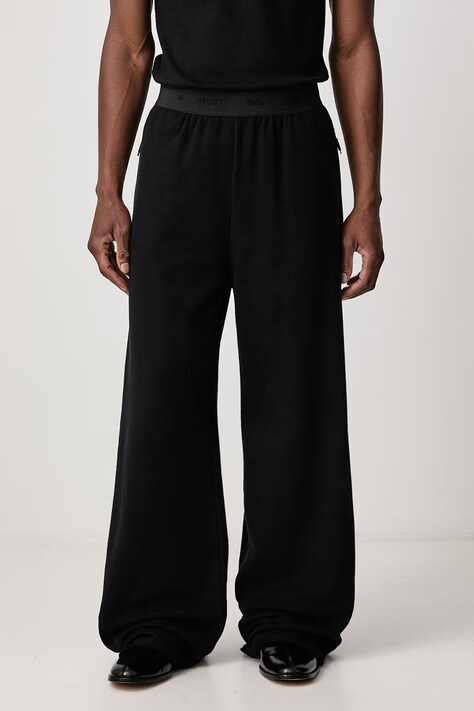HELIOT EMIL Spodnie dresowe męskie bawełniane czarne regular waist UNI_M_10_249