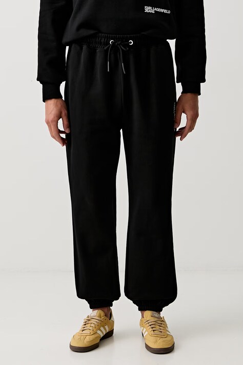 Karl Lagerfeld Jeans spodnie dresowe męskie bawełniane czarne regular waist B3M10014