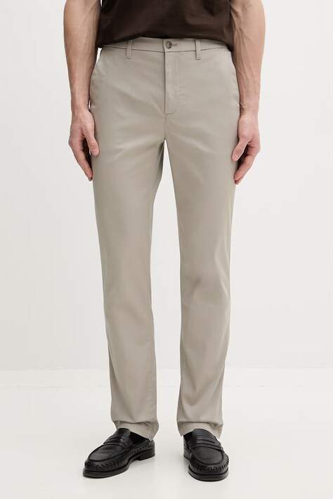 Calvin Klein spodnie slim fit męskie bawełniane z elastanem beżowe regular waist