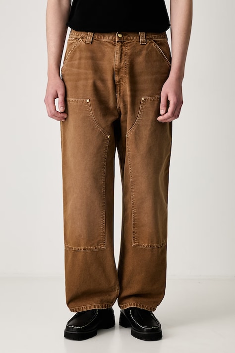 Carhartt WIP OG Double Knee spodnie bawełniane męskie brązowe regular waist I036869