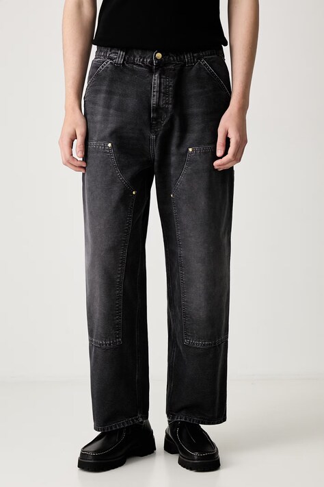 Carhartt WIP OG Double Knee spodnie bawełniane męskie czarne regular waist I036869