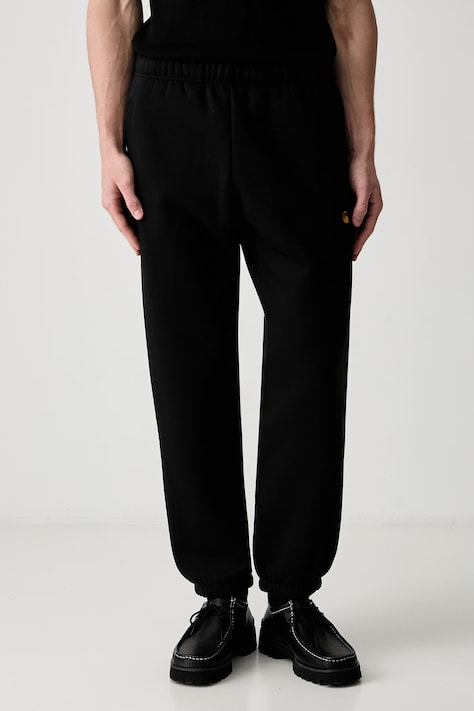 Carhartt WIP Chase Sweat spodnie dresowe z bawełną męskie czarne regular waist I037458