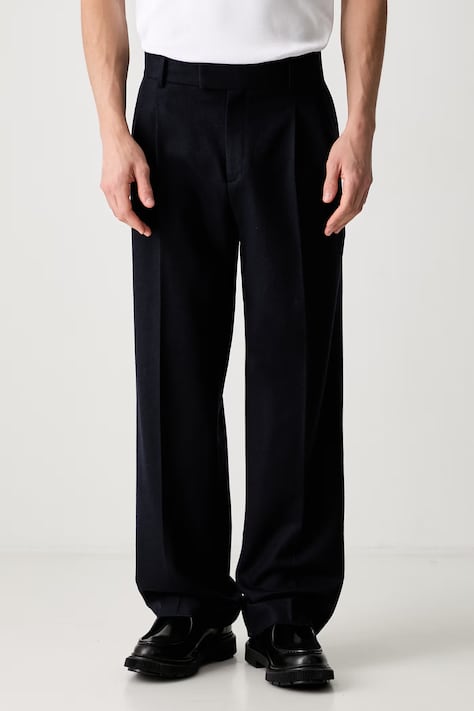 Drôle de Monsieur spodnie męskie z wełną Golfer granatowe regular waist L-BP165-WV016