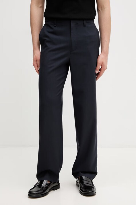 rag & bone Spodnie garniturowe damskie wełniane granatowe regular waist RV5M26P7MWO