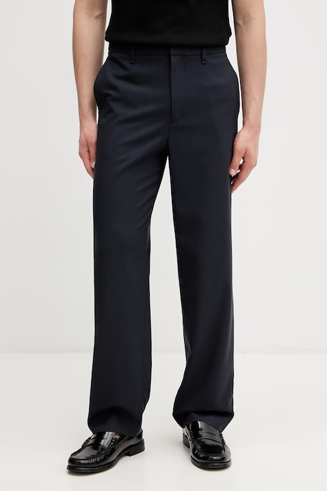 rag & bone Spodnie garniturowe damskie wełniane granatowe regular waist RV5M26P7MWO