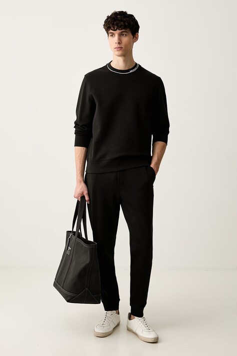 Michael Kors spodnie dresowe męskie bawełniane z elastanem czarne regular waist CT6532D5MF