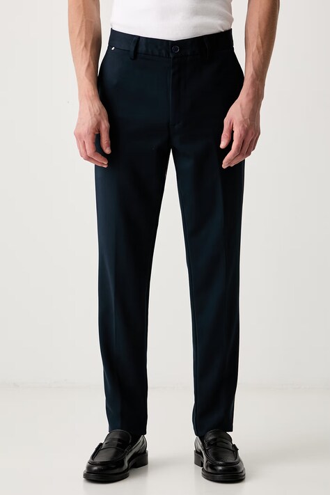 BOSS oblekové kalhoty pánské s lyocellem H-Kaiton1 námořnické modré regular waist 50564345