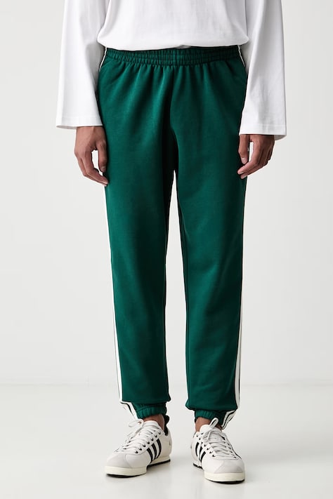 adidas spodnie dresowe męskie z bawełną Three Stripes zielone regular waist KY4129