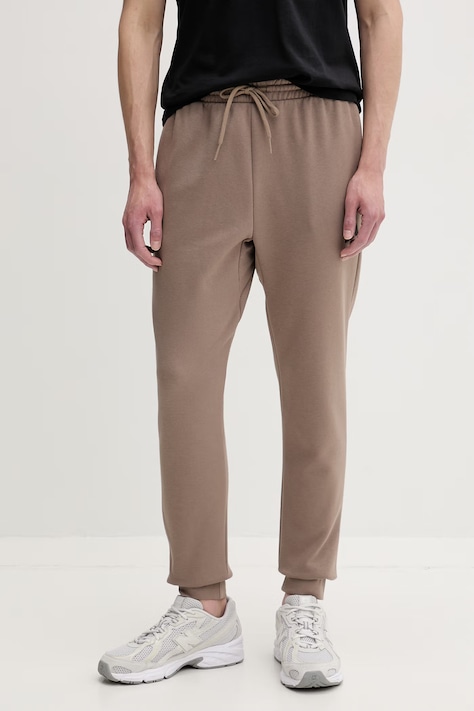 adidas spodnie dresowe męskie z bawełną Essentials Feelcozy brązowe regular waist KF2380