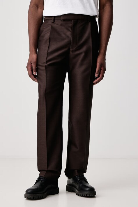 Kenzo Spodnie chinos męskie z wełną brązowe regular waist FG65PA2219FA