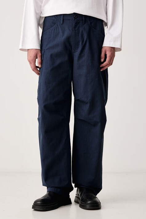 Kenzo Spodnie cargo męskie bawełniane granatowe regular waist FG65PA2499PK