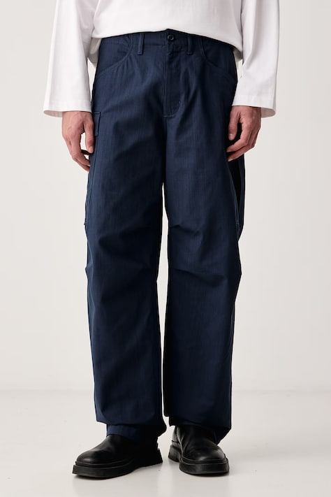 Kenzo Spodnie cargo męskie bawełniane granatowe regular waist FG65PA2499PK