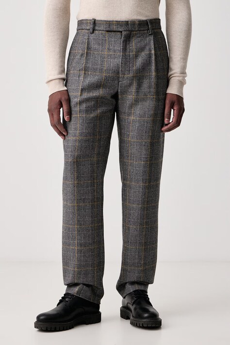 Kenzo Spodnie męskie wełniane szare regular waist FG65PA2219PL