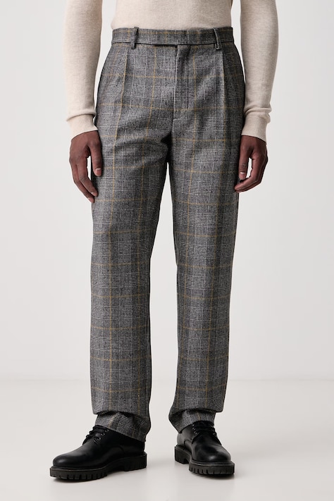 Kenzo Spodnie męskie wełniane szare regular waist FG65PA2219PL