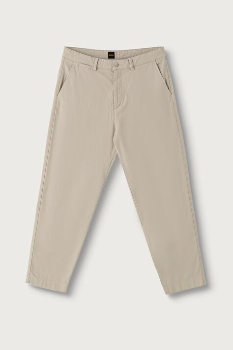 BOSS Orange Nohavice chinos pánske bavlnené s elastanom Chino_ST_2 béžové regular waist 50564343