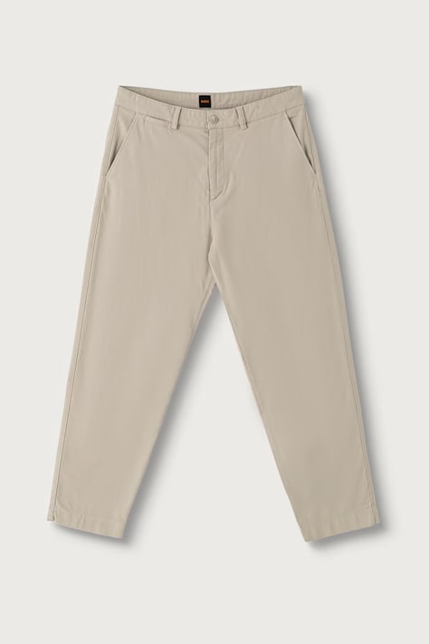 BOSS Orange Hlače chinos za muškarce od pamuka s elastanom Chino_ST_2 bež spušteni struk 50564343
