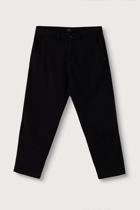 BOSS Orange Nohavice chinos pánske bavlnené s elastanom Chino_ST_2 čierne regular waist 50564343