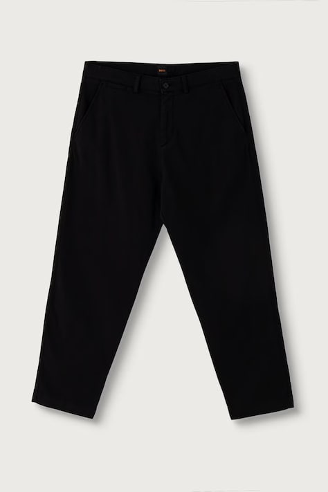 BOSS Orange Hlače chinos za muškarce od pamuka s elastanom Chino_ST_2 crne spušteni struk 50564343